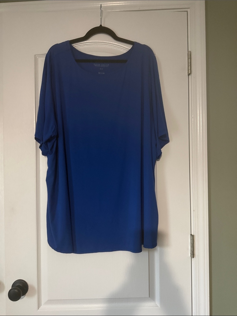 Susan Graver Weekend Essentials Relaxed Scoop Neck Top in Royal Blue Size 4X